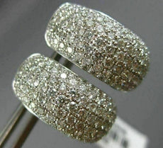 ESTATE LARGE & WIDE 2.59CT DIAMOND 18KT WHITE GOLD 3D MULTI ROW HUGGIE EARRINGS
