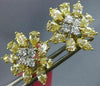 LARGE 4.08CT WHITE & FANCY YELLOW DIAMOND 18KT TWO TONE GOLD 3D HANGING EARRINGS
