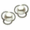 ESTATE .45CT DIAMOND & AAA SOUTH SEA PEARL 14K WHITE GOLD FLOWER STUD EARRINGS