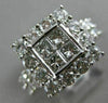 EXTRA LARGE 3.0CT ROUND & PRINCESS DIAMOND 14K WHITE GOLD SQUARE ENGAGEMENT RING