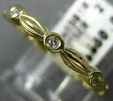ESTATE .12CT DIAMOND 14K YELLOW GOLD ETOILE BEZEL LEAF ETERNITY ANNIVERSARY RING