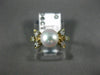 ESTATE .06CT DIAMOND & AAA SOUTH SEA PEARL 14K YELLOW GOLD 3D FLOWER RING 21068