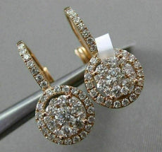 ESTATE .86CT DIAMOND 18K ROSE GOLD 3D CLUSTER CLASSIC LEVERBACK HANGING EARRINGS