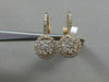 ESTATE .86CT DIAMOND 18K ROSE GOLD 3D CLUSTER CLASSIC LEVERBACK HANGING EARRINGS