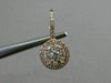 ESTATE .86CT DIAMOND 18K ROSE GOLD 3D CLUSTER CLASSIC LEVERBACK HANGING EARRINGS