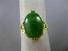 ANTIQUE LARGE AAA OVAL JADE 14KT YELLOW GOLD 3D OPEN FILIGREE LOVE RING #26092