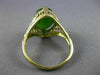 ANTIQUE LARGE AAA OVAL JADE 14KT YELLOW GOLD 3D OPEN FILIGREE LOVE RING #26092