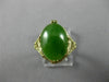 ANTIQUE LARGE AAA OVAL JADE 14KT YELLOW GOLD 3D OPEN FILIGREE LOVE RING #26092