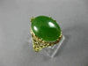 ANTIQUE LARGE AAA OVAL JADE 14KT YELLOW GOLD 3D OPEN FILIGREE LOVE RING #26092
