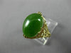 ANTIQUE LARGE AAA OVAL JADE 14KT YELLOW GOLD 3D OPEN FILIGREE LOVE RING #26092