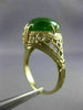 ANTIQUE LARGE AAA OVAL JADE 14KT YELLOW GOLD 3D OPEN FILIGREE LOVE RING #26092