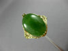ANTIQUE LARGE AAA OVAL JADE 14KT YELLOW GOLD 3D OPEN FILIGREE LOVE RING #26092