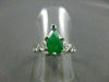 ANTIQUE 1.5CT DIAMOND & AAA JADE 14K WHITE GOLD TEAR DROP ENGAGEMENT RING #21762