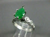 ANTIQUE 1.5CT DIAMOND & AAA JADE 14K WHITE GOLD TEAR DROP ENGAGEMENT RING #21762