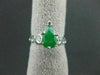 ANTIQUE 1.5CT DIAMOND & AAA JADE 14K WHITE GOLD TEAR DROP ENGAGEMENT RING #21762