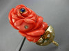 ANTIQUE MASSIVE .8CT DIAMOND & AAA SAPPHIRE CORAL 14K YELLOW GOLD BROOCH PENDANT