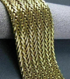 ANTIQUE WIDE 18KT YELLOW GOLD HAND CRAFTED WOVEN BRACELET STUNNING! #1903