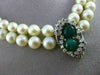 ANTIQUE DIAMOND & EMERALD 14K WHITE GOLD DOUBLE STRAND AAA PEARL NECKLACE #22637