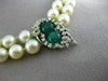 ANTIQUE DIAMOND & EMERALD 14K WHITE GOLD DOUBLE STRAND AAA PEARL NECKLACE #22637