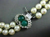 ANTIQUE DIAMOND & EMERALD 14K WHITE GOLD DOUBLE STRAND AAA PEARL NECKLACE #22637