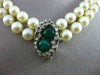ANTIQUE DIAMOND & EMERALD 14K WHITE GOLD DOUBLE STRAND AAA PEARL NECKLACE #22637