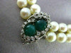 ANTIQUE DIAMOND & EMERALD 14K WHITE GOLD DOUBLE STRAND AAA PEARL NECKLACE #22637