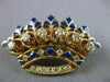 ANTIQUE 1.26CT DIAMOND & AAA BLUE ENAMEL 14K YELLOW GOLD CROWN PIN PENDANT 20798