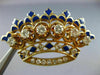 ANTIQUE 1.26CT DIAMOND & AAA BLUE ENAMEL 14K YELLOW GOLD CROWN PIN PENDANT 20798
