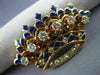 ANTIQUE 1.26CT DIAMOND & AAA BLUE ENAMEL 14K YELLOW GOLD CROWN PIN PENDANT 20798