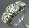 ANTIQUE LARGE ART DECO 1.25CT DIAMOND PLATINUM 3 STONE FILIGREE ANNIVERSARY RING