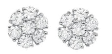 ESTATE .26CT DIAMOND 14KT WHITE GOLD 3D CLASSIC ROUND FLOWER FUN STUD EARRINGS