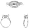 .53CT DIAMOND 14K WHITE GOLD 3D MARQUISE SIDEWAYS HALO SEMI MOUNT ENGAGMENT RING