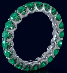 3.10CT AAA EMERALD 14K WHITE GOLD 3D CLASSIC SHARED PRONG ETERNITY FUN LOVE RING