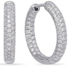 1.07CT DIAMOND 14KT WHITE GOLD 3D 3 ROW PAVE INSIDE OUT HOOP HANGING EARRINGS