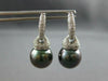 LARGE .50CT DIAMOND & AAA TAHITIAN PEARL 14KT WHITE GOLD HUGGIE HANGING EARRINGS