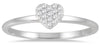 ESTATE .10CT DIAMOND 14KT WHITE GOLD 3D CLASSIC PAVE HEART SHAPE FUN LOVE RING