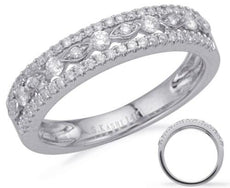 .35CT DIAMOND 14KT WHITE GOLD 3D 3 ROW ROUND & MARQUISE SHAPE ANNIVERSARY RING