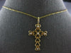 ESTATE .12CT DIAMOND 14K YELLOW GOLD CLASSIC MULTI HEART CROSS FLOATING PENDANT
