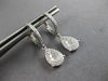 .58CT DIAMOND 14KT WHITE GOLD ROUND CLUSTER TEAR DROP LEVERBACK HANGING EARRINGS