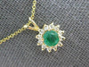 .65CT DIAMOND & AAA EMERALD 14K YELLOW GOLD ROUND FLOWER FLOATING PENDANT #27565