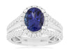 2.82CT DIAMOND & AAA TANZANITE 14KT WHITE GOLD 3D OVAL & ROUND ENGAGEMENT RING