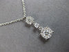 ESTATE .32CT DIAMOND 14KT WHITE GOLD 3D CLUSTER FLOWER CLASSIC FLOATING PENDANT