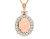 3.25CT DIAMOND & AAA OPAL 14KT ROSE GOLD 3D OVAL & ROUND FLOWER FILGREE PENDANT