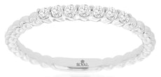 ESTATE .16CT DIAMOND 14KT WHITE GOLD 3D CLASSIC ROUND 7 STONE BEADED FUN RING
