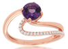 ESTATE .76CT DIAMOND & AAA AMETHYST 14K ROSE GOLD 3D ROUND DOUBLE SWIRL FUN RING