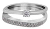 ESTATE .22CT DIAMOND 18KT WHITE GOLD 3D ROUND CLASSIC SOLITAIRE WEDDING RING SET