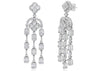 LARGE 4.20CT DIAMOND 14K WHITE GOLD ROUND & BAGUETTE CHANDELIER HANGING EARRINGS