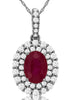 1.29CT DIAMOND & AAA RUBY 14KT WHITE GOLD 3D OVAL & ROUND DOUBLE HALO PENDANT