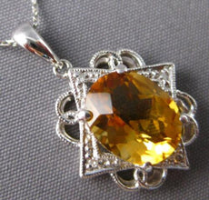 2.37CT DIAMOND & AAA CITRINE 14K WHITE GOLD OVAL & ROUND FLOWER FLOATING PENDANT