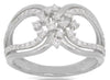 ESTATE .42CT DIAMOND 14KT WHITE GOLD 3D CLASSIC FLOWER LOVE KNOT FUN LOVE RING
